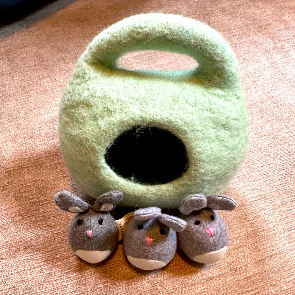 Lovevery Bunnies in a Felt Burrow from The Babbler Play Kit